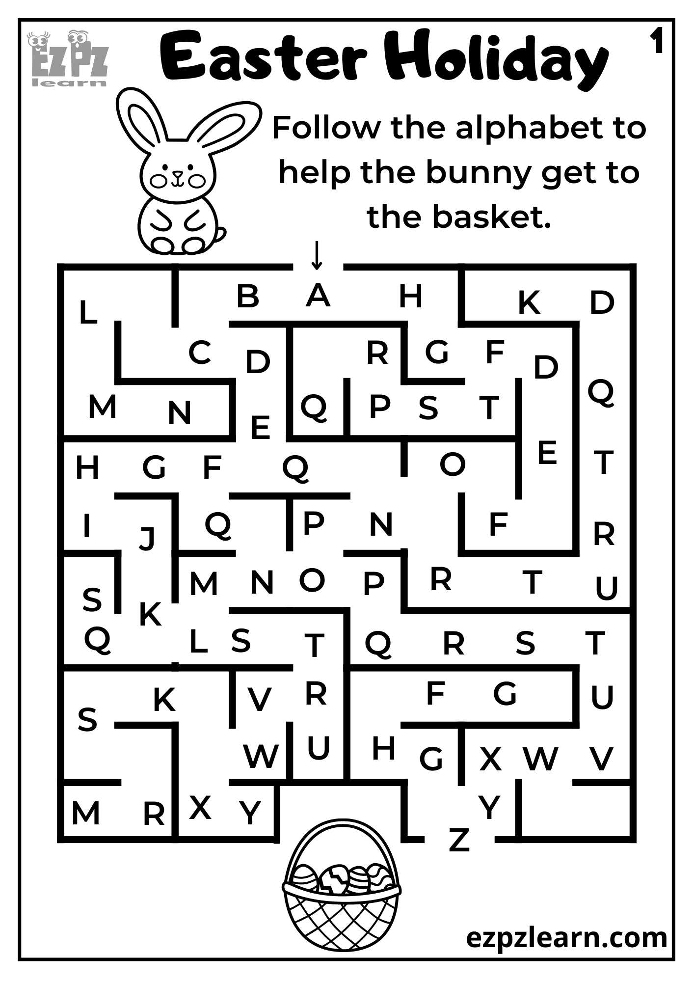 Easter Holiday abc Maze